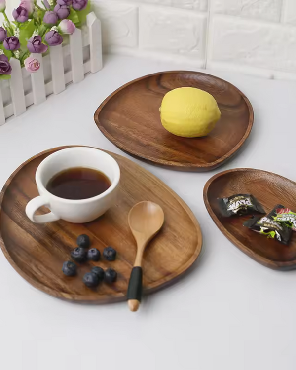 Wooden Serving Tray - Jardena - Rustic Platter Set - Natural Kitchen Decor