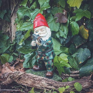 Military Garden Gnome - Jacko - Camouflage Statue - Outdoor Decor