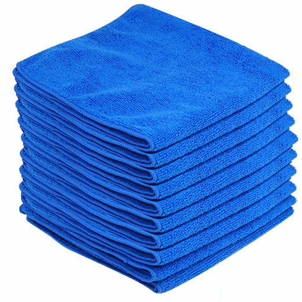 50 Pack Large Microfibre Car Cleaning Cloths — Auto Detailing Towels for Washing, Drying, Waxing & Polishing | Lint-Free Streak-Free Multi-Surface Cloths | 30x30cm Blue
