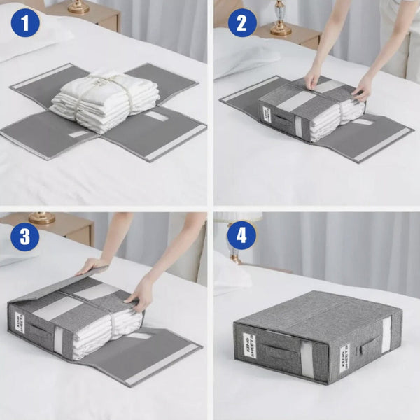 Bed Sheet Organizer - Storix - Foldable Storage Solution - Space-Saving Linen Storage
