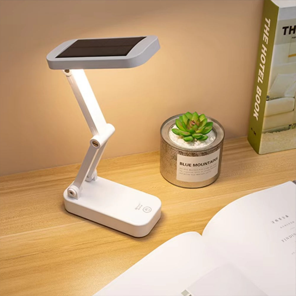 Solar Powered Foldable Desk Lamp – Solvion Lighting USB Rechargeable Dimmable Reading Light