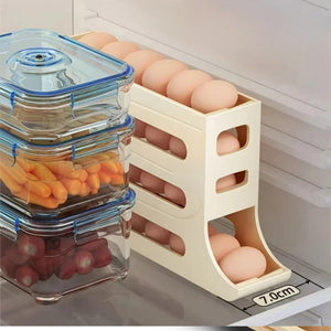 Rolling Egg Storage Box – Kitchenora 4-Tier Automatic Refrigerator Dispenser