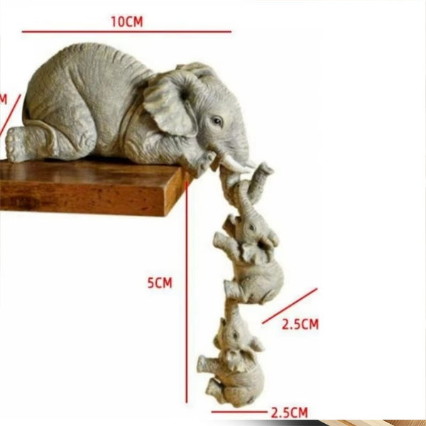 Elephant Family Figurine Set – DecoNest 3PCS Resin Miniature Animal Home Decoration