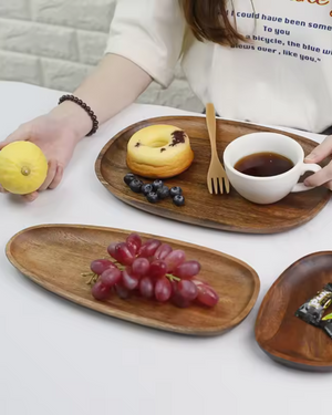 Wooden Serving Tray - Jardena - Rustic Platter Set - Natural Kitchen Decor