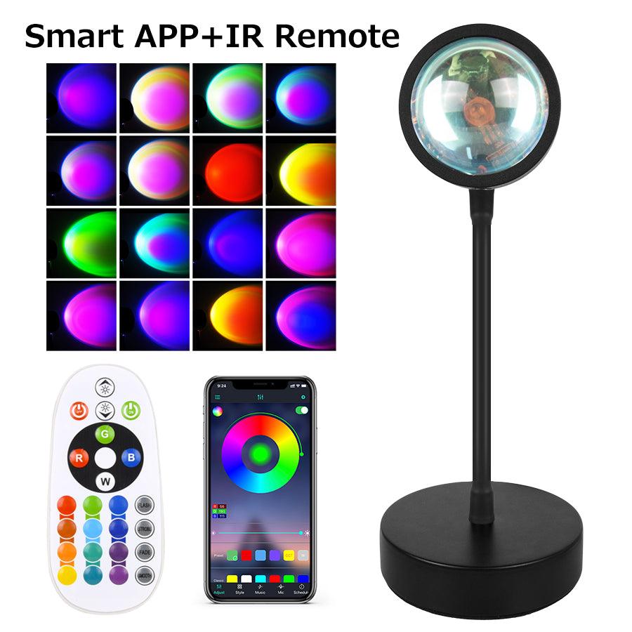 Sunset Projection Lamp | Rainbow, Sun & Sunset Night Light Projector | USB App & Remote Controlled Wall Mood Lighting