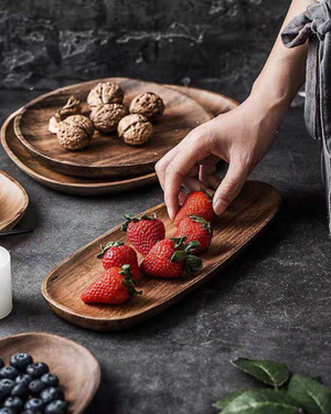 Wooden Serving Tray - Jardena - Rustic Platter Set - Natural Kitchen Decor