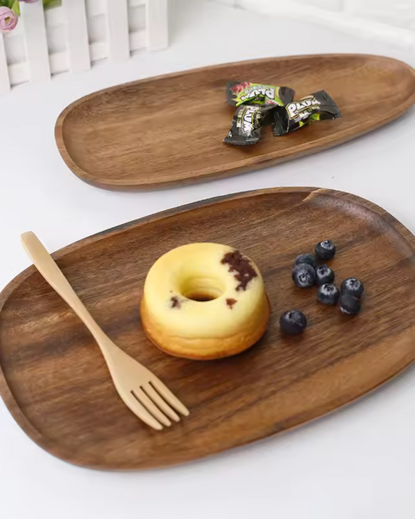 Wooden Serving Tray - Jardena - Rustic Platter Set - Natural Kitchen Decor