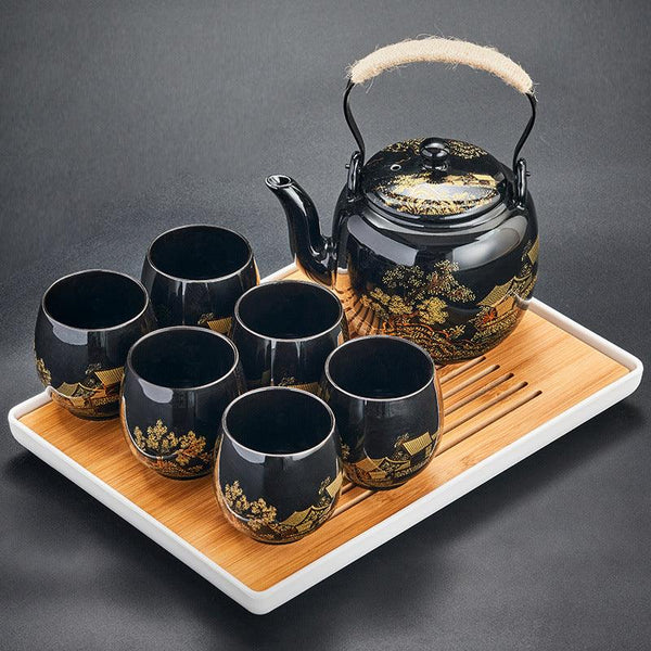 Japanese Tea Set — Scenic Landscape Design Complete Gongfu Tea Gift Set | Ceramic