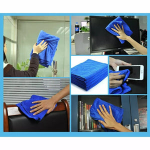 50 Pack Large Microfibre Car Cleaning Cloths — Auto Detailing Towels for Washing, Drying, Waxing & Polishing | Lint-Free Streak-Free Multi-Surface Cloths | 30x30cm Blue