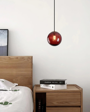 Pendant Ceiling Light - Virello - Amber Glass Globe - Modern Vintage Style