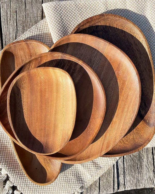 Wooden Serving Tray - Jardena - Rustic Platter Set - Natural Kitchen Decor