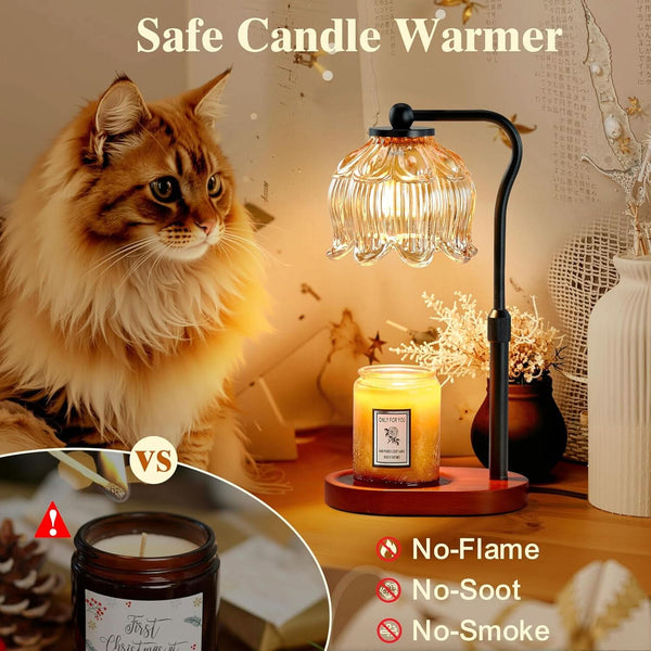 Walnut Wood Contemporary Candle Warmer Lamp Dimming