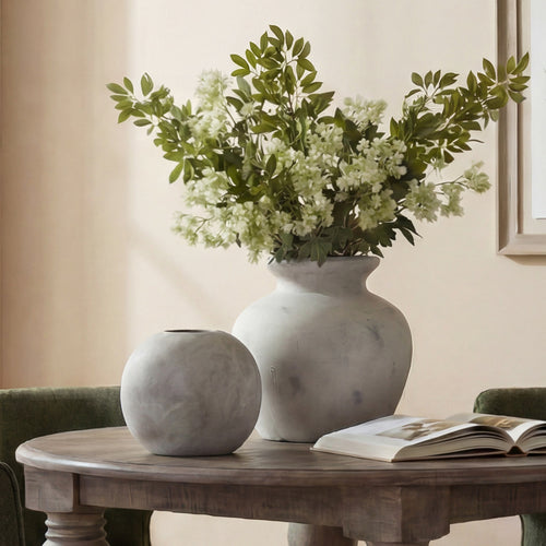 Elara Stone | Large Antique White Ceramic Vase