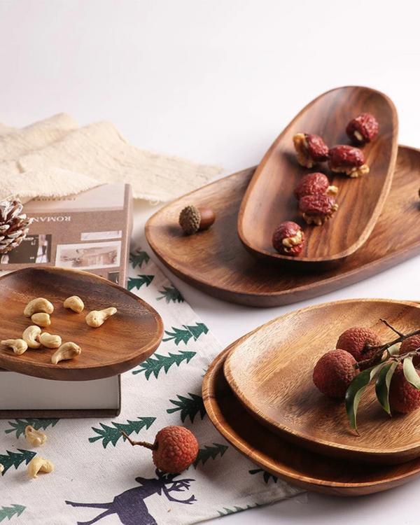 Wooden Serving Tray - Jardena - Rustic Platter Set - Natural Kitchen Decor