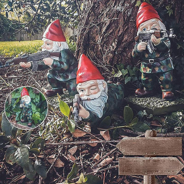 Military Garden Gnome - Jacko - Camouflage Statue - Outdoor Decor