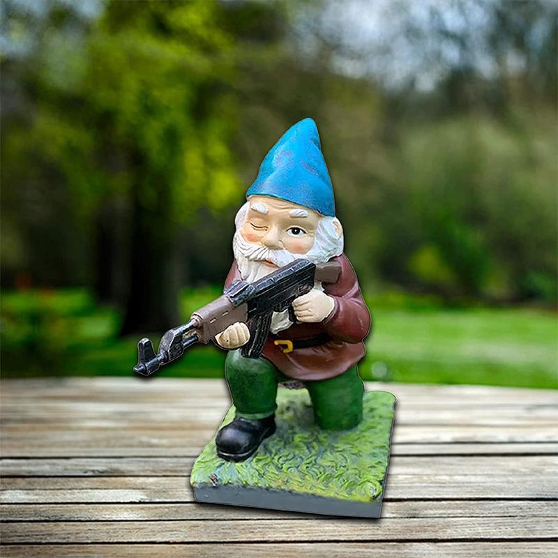 Military Garden Gnome - Jacko - Camouflage Statue - Outdoor Decor