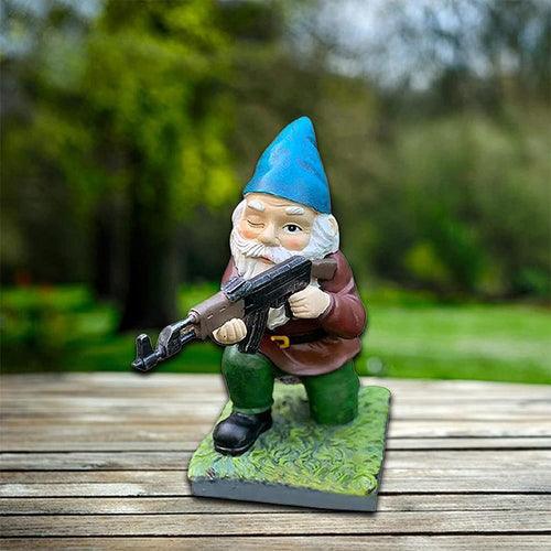 Military Garden Gnome - Jacko - Camouflage Statue - Outdoor Decor