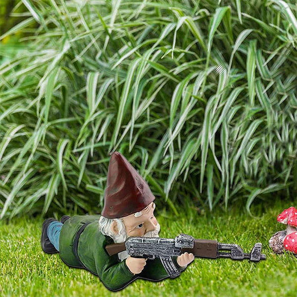 Military Garden Gnome - Jacko - Camouflage Statue - Outdoor Decor