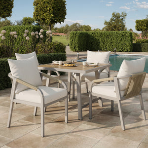4 Seater Garden Dining Set | Rope Chairs & WPC Table, Beige