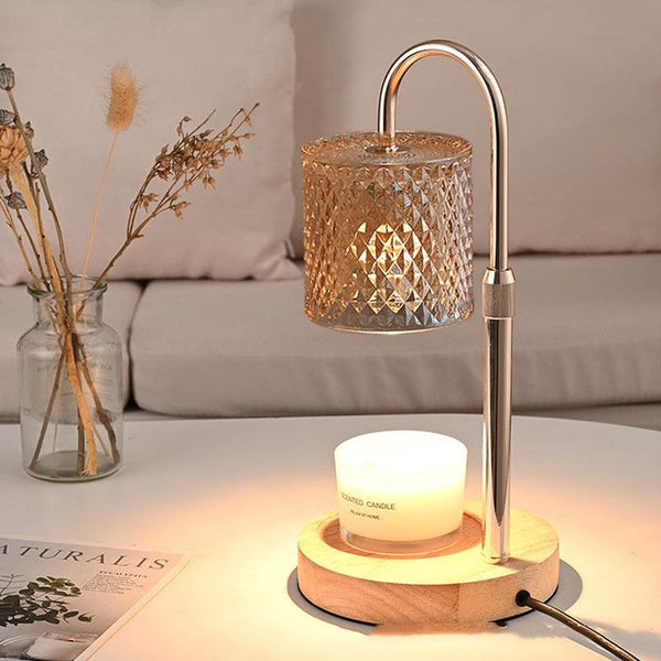 Solid Wood Candle Warmer Lamp — Champagne Gold Finish with Timer | Wax Melt Warmer