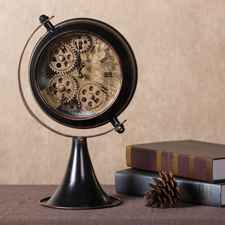 Retro American Style Wrought Iron Desk Clock | Vintage Decor
