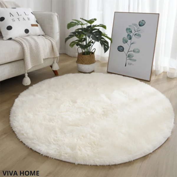 Round Plush Rug - Luxura - Soft Fluffy Carpet - Modern Living Room Decor