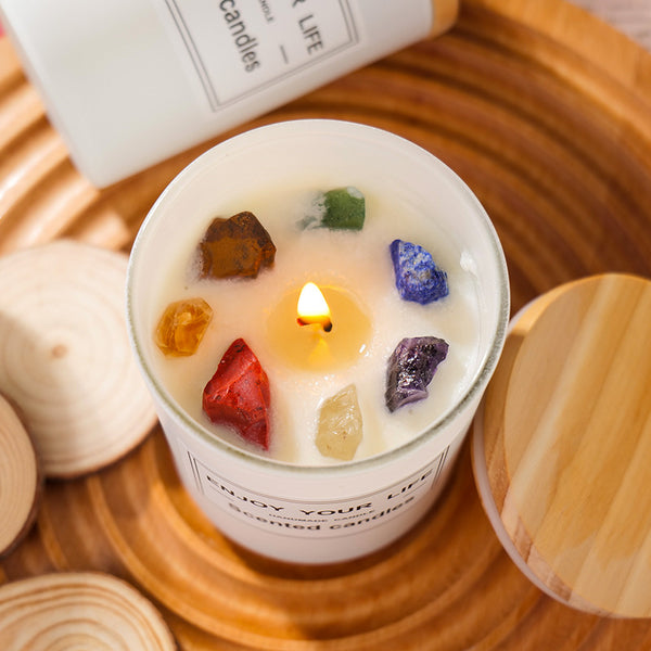 CrystalGlow Aromaterapi Lys – Naturlig Stein Soyavoks Lys i Gaveeske
