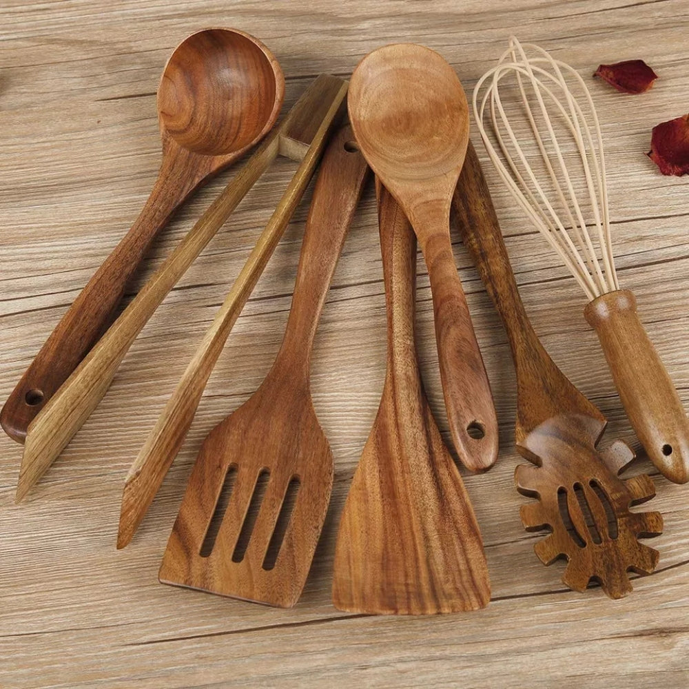 Wooden Cooking Utensils - Set of 7