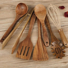 Wooden Cooking Utensils - Set of 7