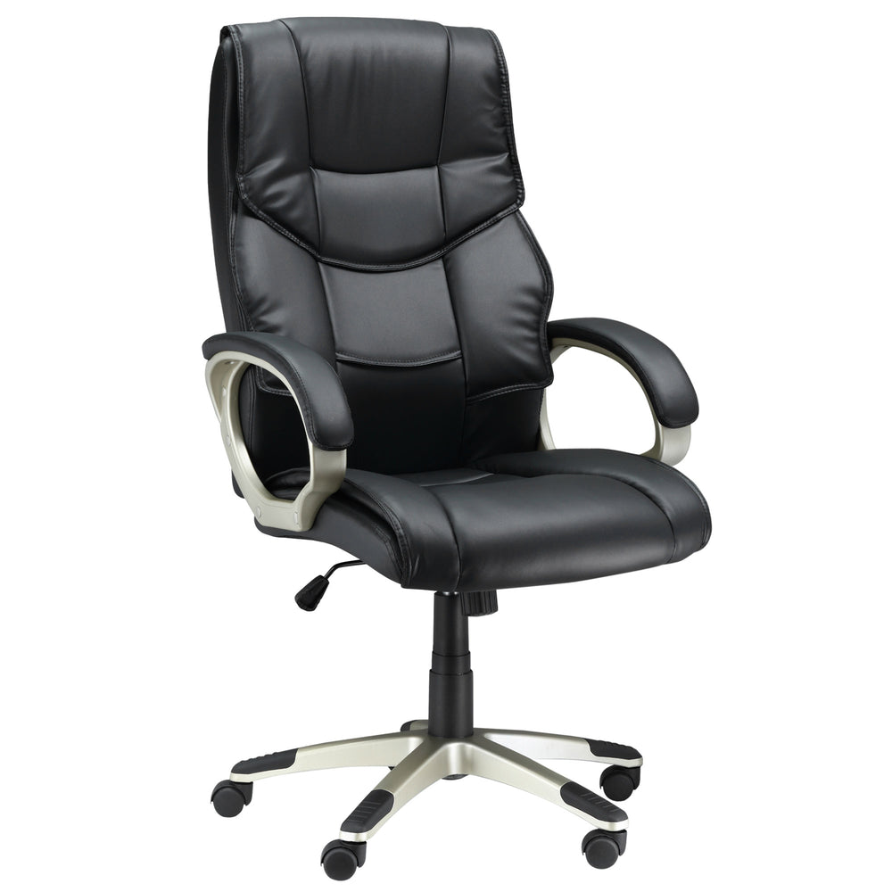 Home Office Chair | High Back | Adjustable Rocking | Faux Leather Black