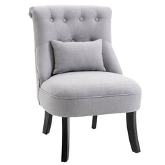 Accent Chair | Linen Fabric Upholstery | Retro Style Grey / Charcoal