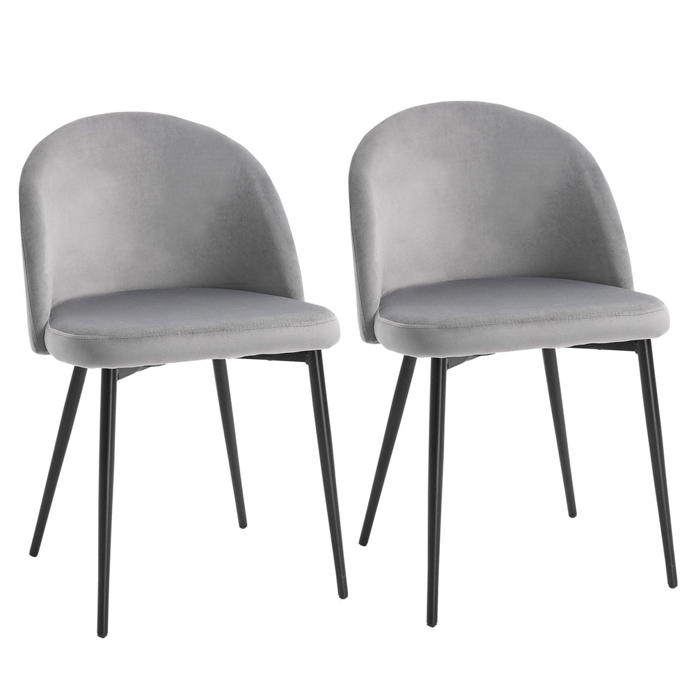 Dining Chairs Set of 2 | Armless Soft Fabric | Grey