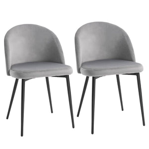 Dining Chairs Set of 2 | Armless Soft Fabric | Grey