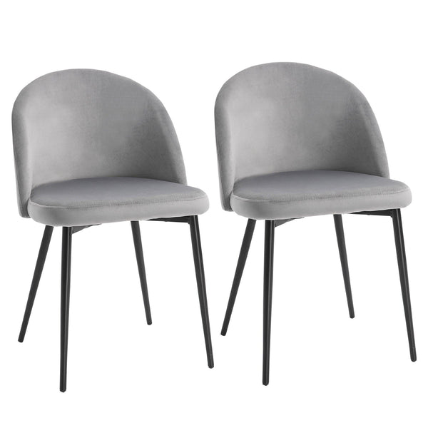 Dining Chairs Set of 2 | Armless Soft Fabric | Grey