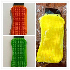 3-in-1 Silicone Sponge Scrubber, Scraper & Squeegee Cleaning Brush — Antibacterial Eco-Friendly Dish Washing Tool for Kitchen, Countertops & Sinks