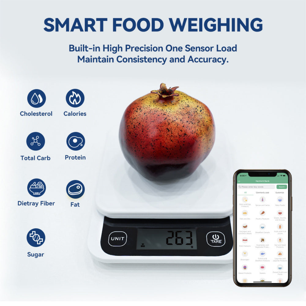 NutriSense Smart Kitchen Nutrition Scale with App-Based Nutrient Tracking