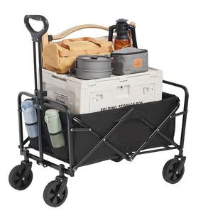Heavy Duty Folding Wagon Cart 99.8kg Capacity | All-Terrain 12.7cm Wheels Beach Wagon | Collapsible Utility Cart with Drink Holders