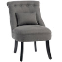 Accent Chair | Linen Fabric Upholstery | Retro Style Grey / Charcoal