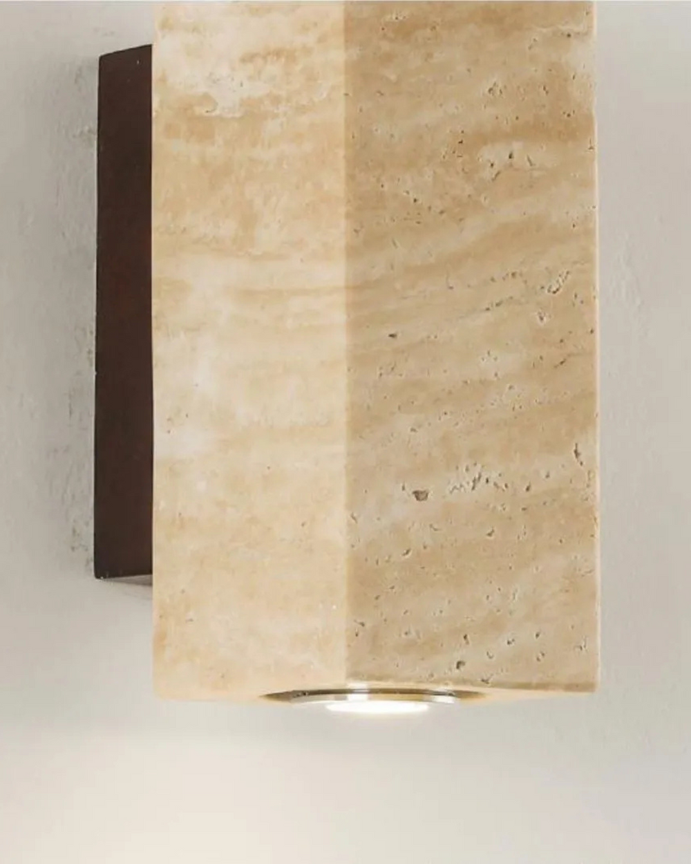 Wall Light Fixture - Blocara - Travertine Stone Look - Soft Ambient Glow
