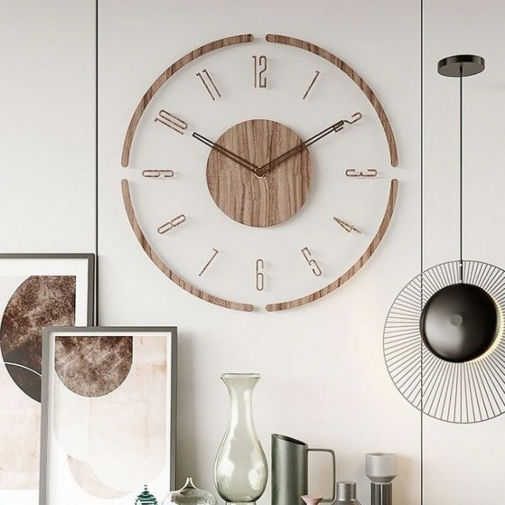 Wooden Wall Clock - Nordix - Minimalist Scandinavian Design - Silent Quartz Movement