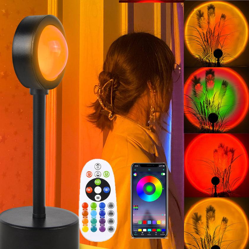 Sunset Projection Lamp | Rainbow, Sun & Sunset Night Light Projector | USB App & Remote Controlled Wall Mood Lighting