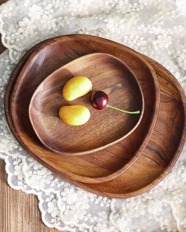 Wooden Serving Tray - Jardena - Rustic Platter Set - Natural Kitchen Decor