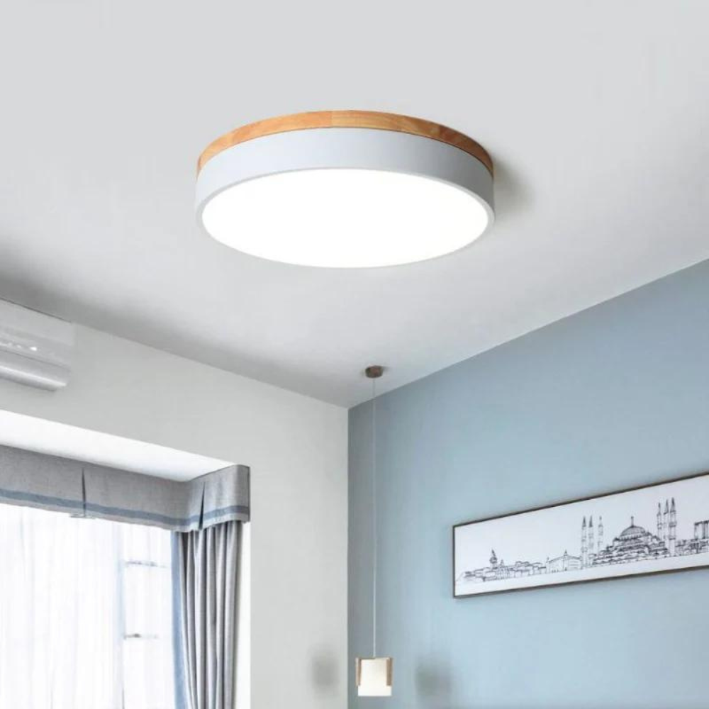 Ceiling Light Fixture - Naturen - Scandinavian LED Style - Wooden Flush Mount
