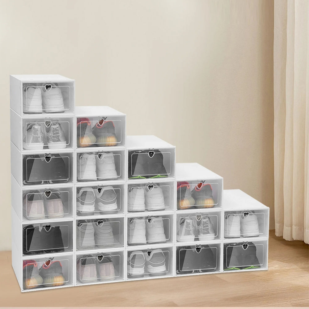 ClearStack Shoe Storage Boxes – Foldable Stackable Organizers