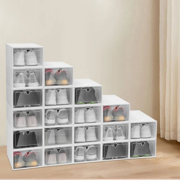 ClearStack Shoe Storage Boxes – Foldable Stackable Organizers