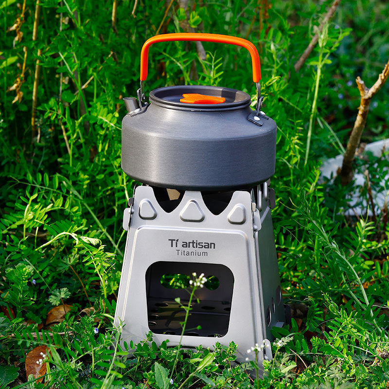 Estufa Plegable de Madera de Titanio para Camping | Cocina al Aire Libre Multi-combustible | Diseño Dividido