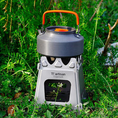 Titanium Folding Wood Stove for Camping | Multi-Fuel Outdoor Cooking | Split Design