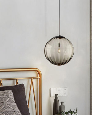 Pendant Ceiling Light - Virello - Amber Glass Globe - Modern Vintage Style