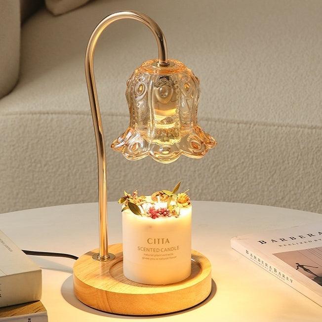 Lily of the Valley Candle Warmer Lamp — Solid Wood Wax Melt Warmer | Minimalist Bedroom Lamp