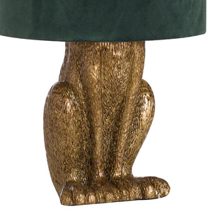 Gilded Hare | Antique Gold Table Lamp with Green Velvet Shade
